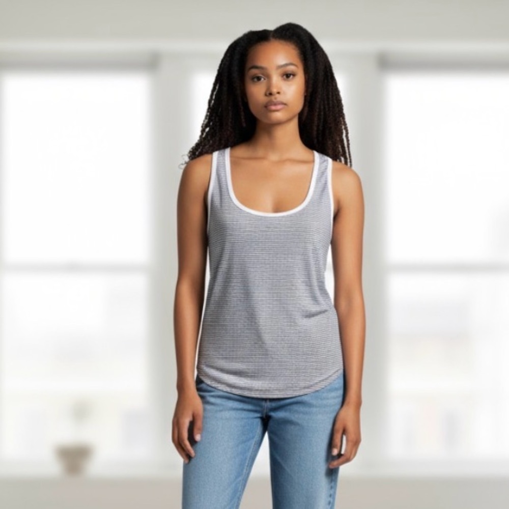 Old Navy Semi-Fitted Active Striped Tank Top Women’s Size Large Gray
